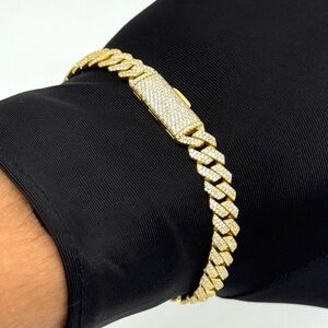 18K Gold Plated, 3.4CTW Moissanite Square Miami Cuban Bracelet